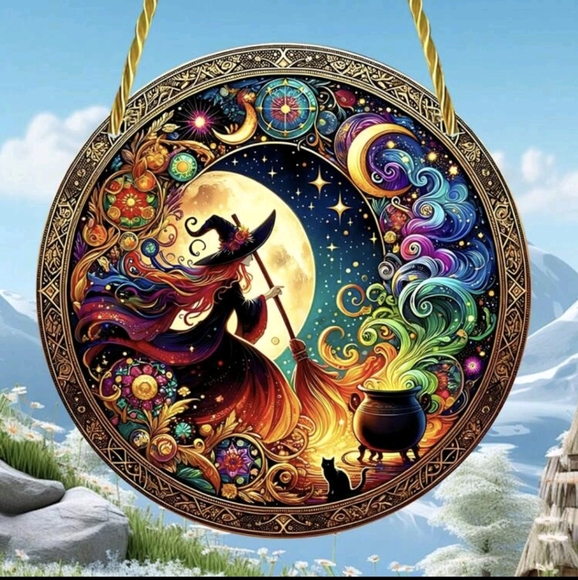 Witch and Cauldron Acrylic Suncatcher 2D - Picture 1 of 5
